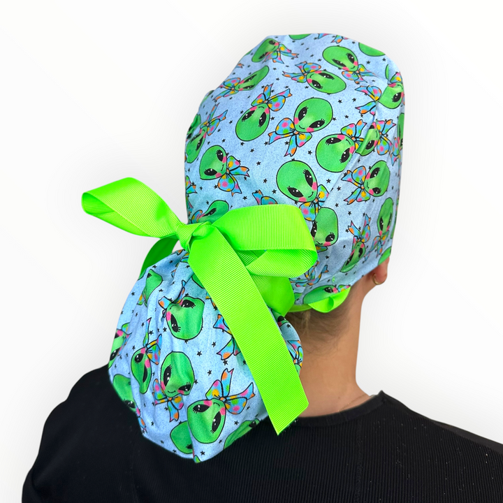 Alien Cuties- Ponytail Scrub Cap