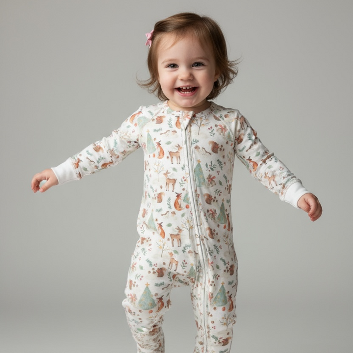 Woodland Winter Animal Bamboo Zipper Sleeper