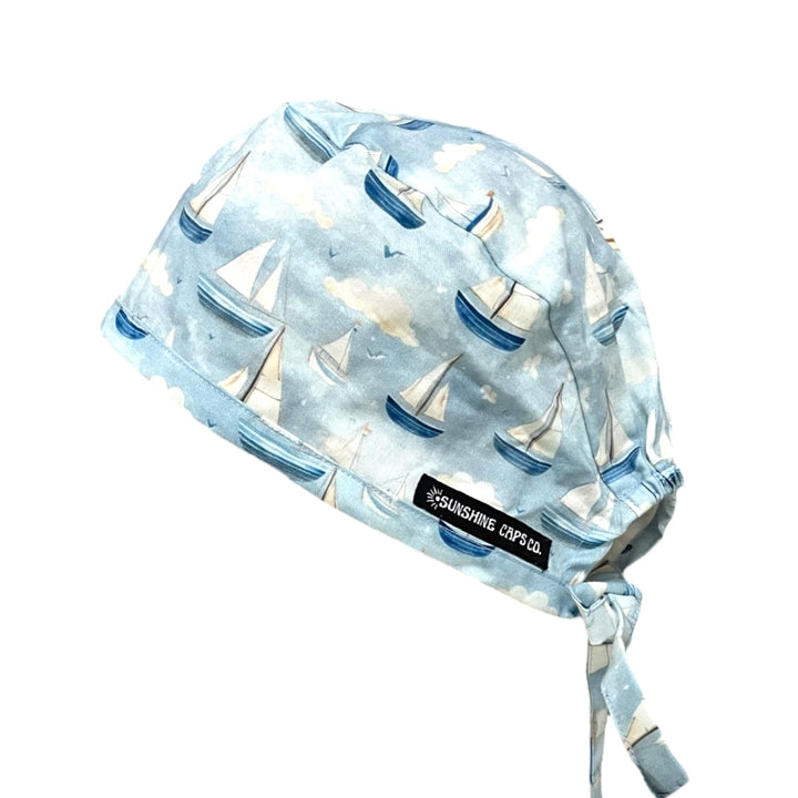 sailboat Men's Scrub Cap Surgical Hat, by Sunshine Caps Co
