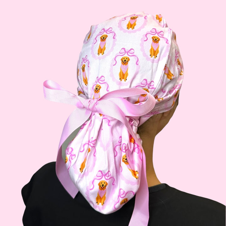 Pink Pup Society- Ponytail Scrub Cap