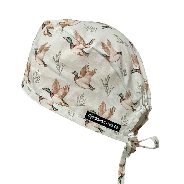 mallard duck Men's Scrub Cap Surgical Hat, by Sunshine Caps Co