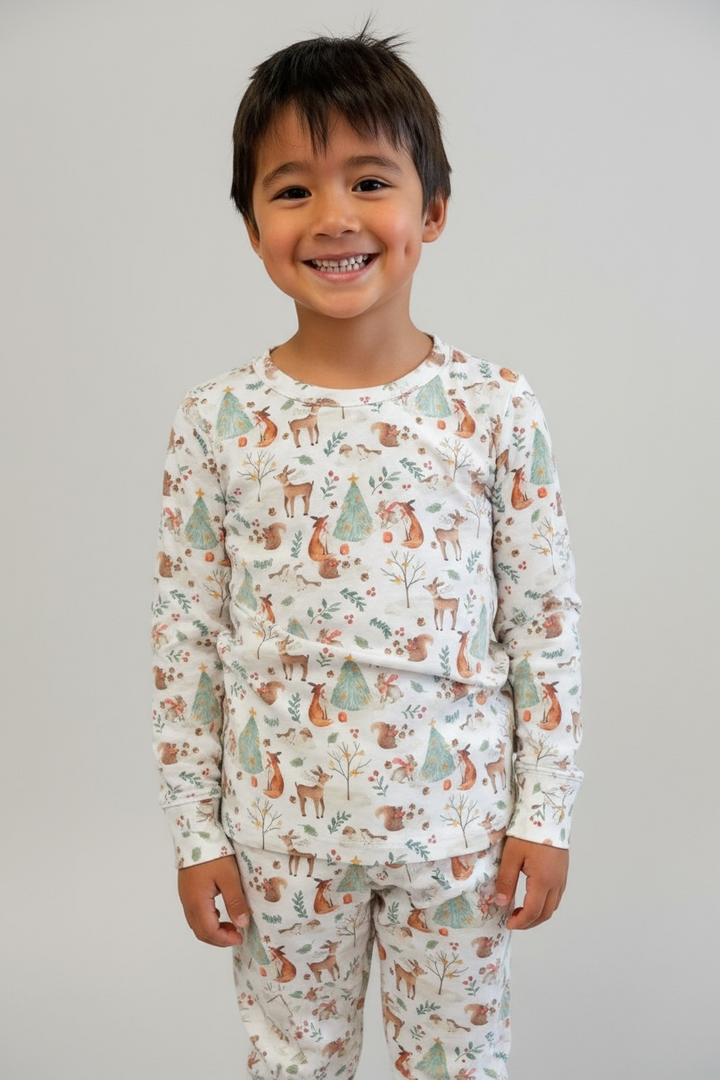 Woodland Winter Animal Long Sleeve Two-Piece PJ's