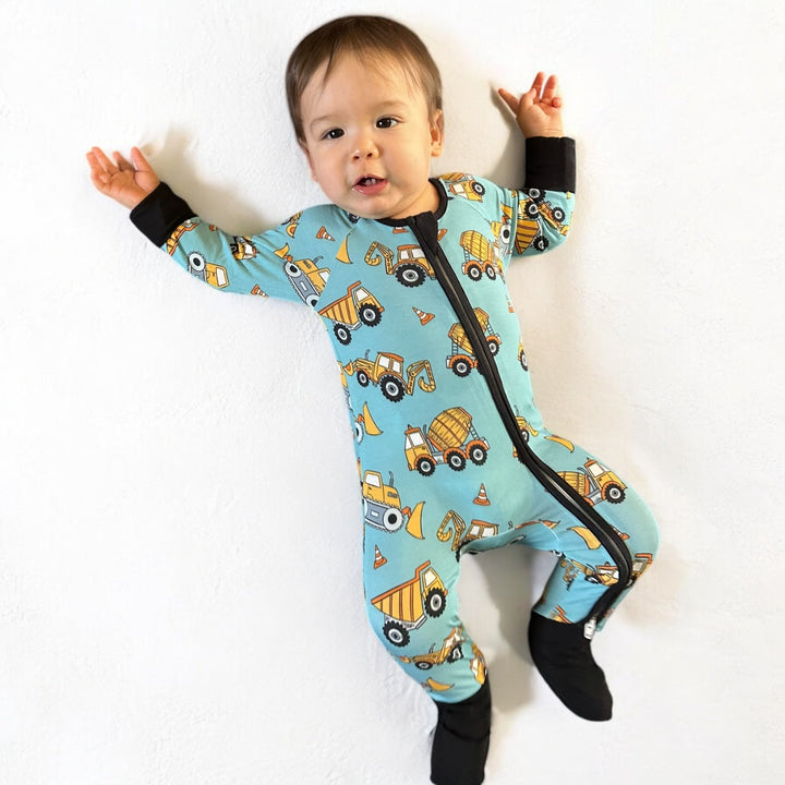 Construction Zone Bamboo Zipper Sleeper