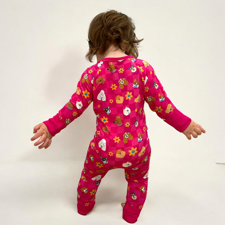 Checkered Pups Bamboo Zipper Sleeper