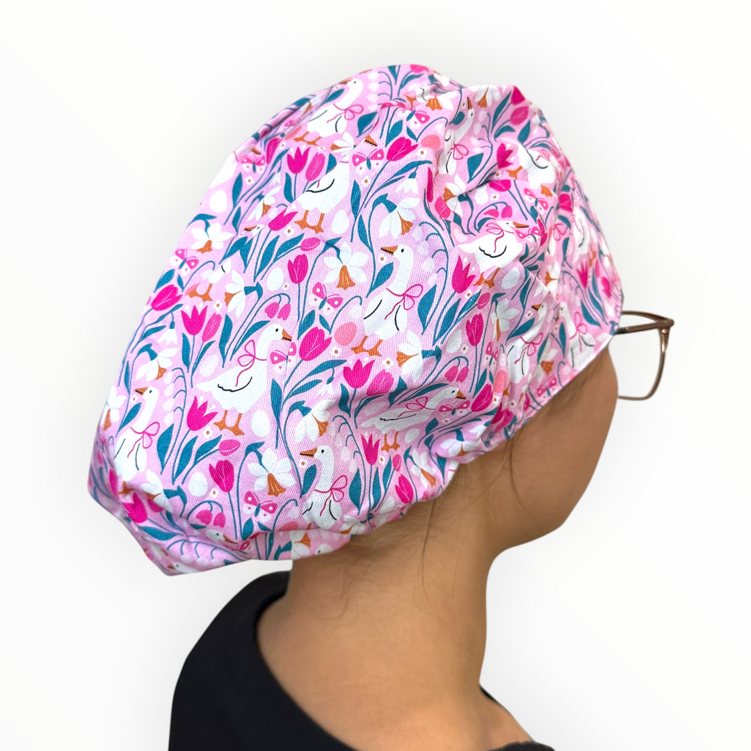 Goose Floral- Bouffant Scrub Cap