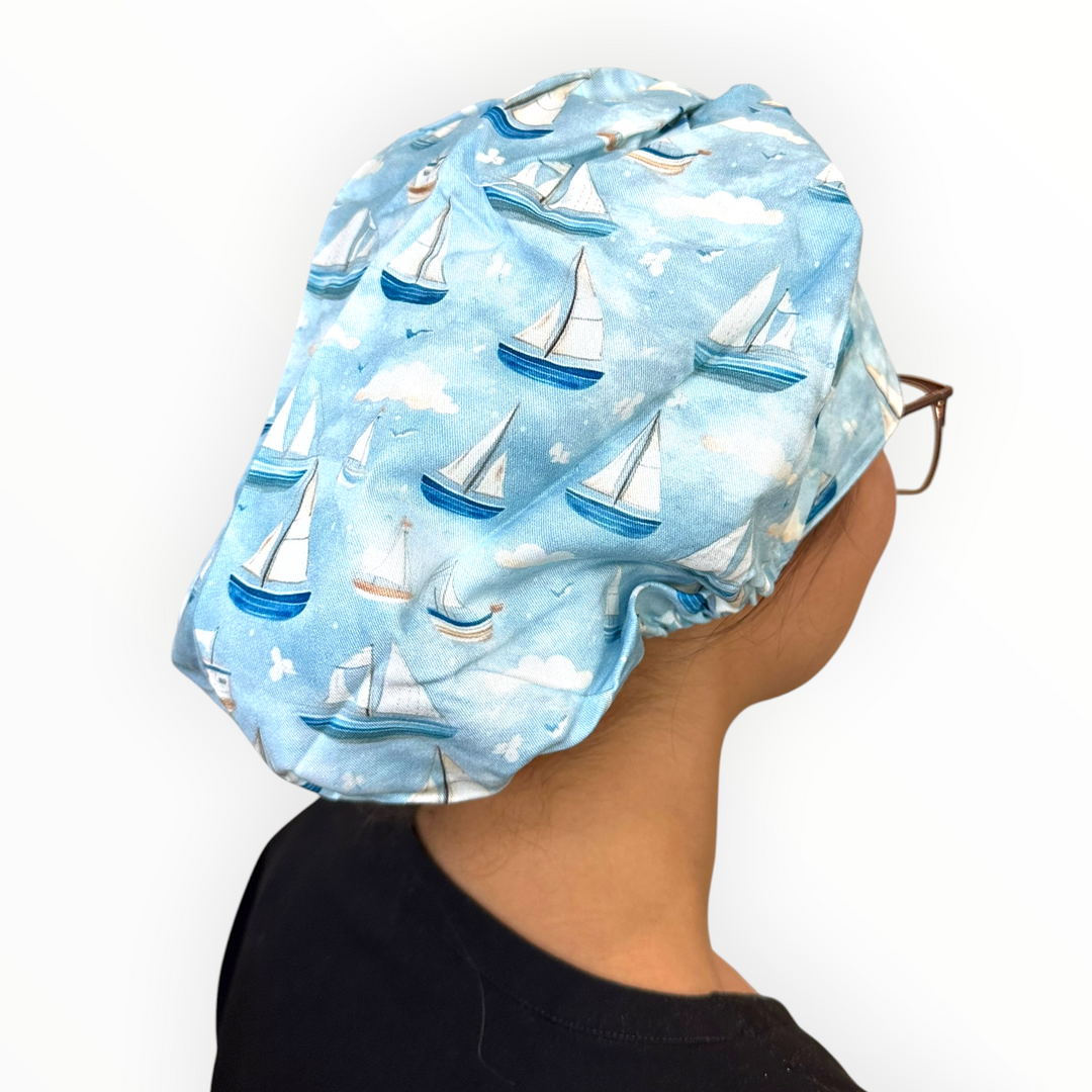Sailboat- Bouffant Scrub Cap