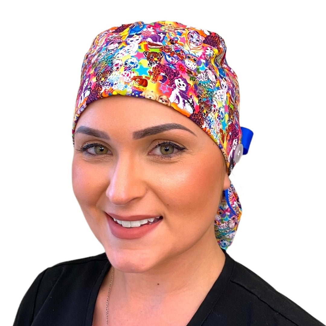 90's vibes Ponytail Scrub Cap for Women, By Sunshine Caps Co.