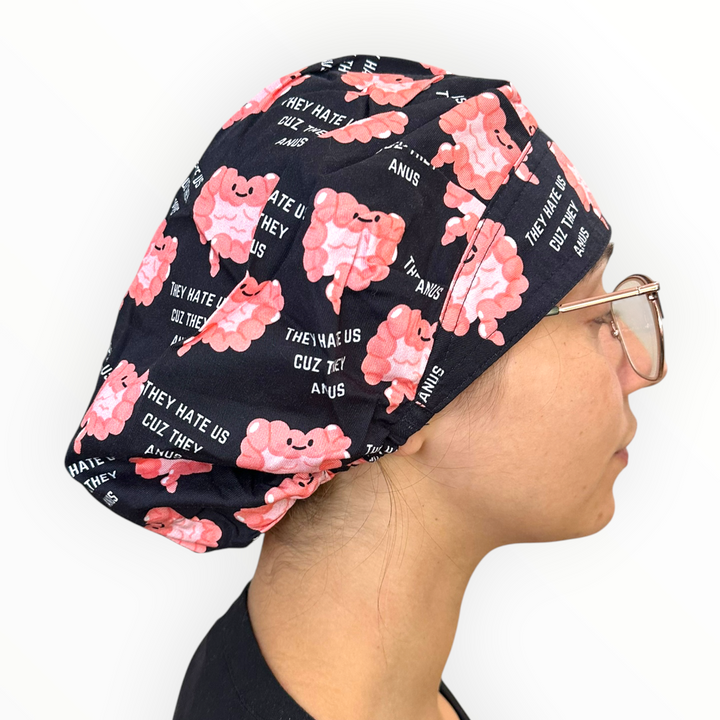 Hate Us Cuz They Anus, Black- Bouffant Scrub Cap