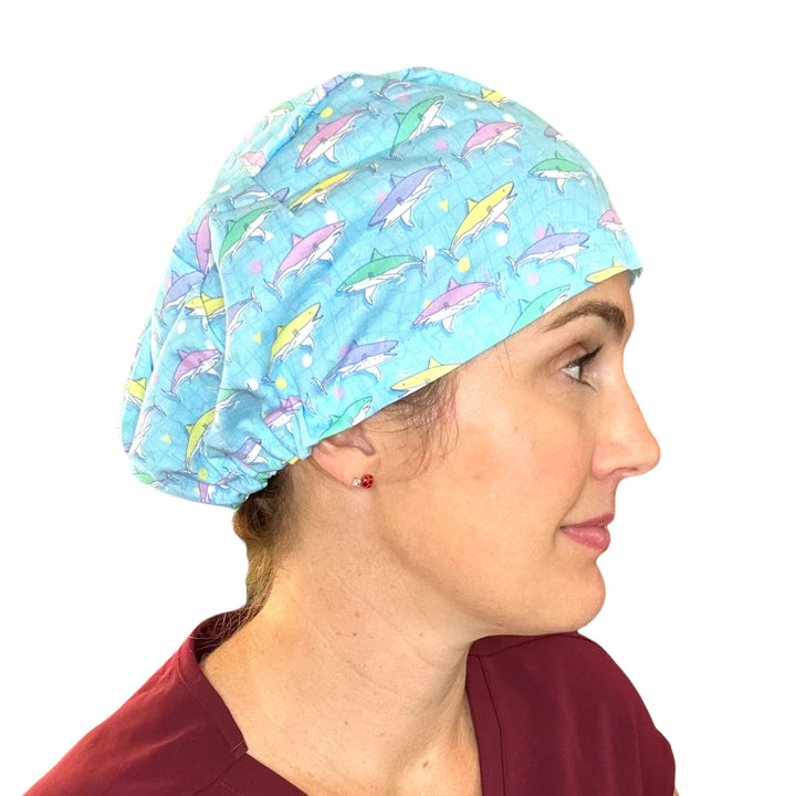 Retro Sharks- Euro Scrub Cap
