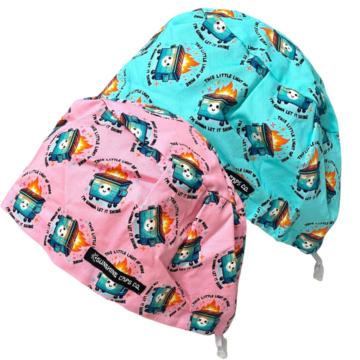 Dumpster Fire 'This Little Light of Mine" Euro Scrub Cap for Women, by Sunshine Caps Co
