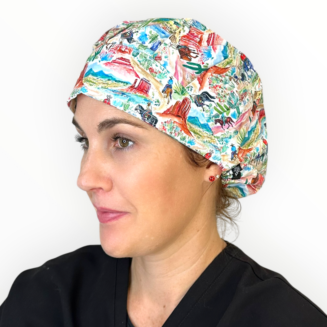 Western Watercolor- Bouffant Scrub Cap