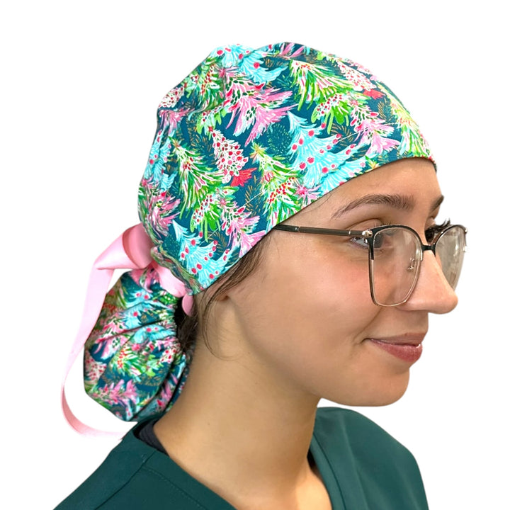 Merry Trees- Ponytail Scrub Cap