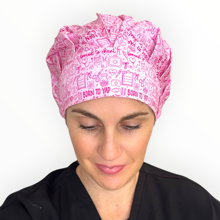 Born to Yap, Forced to Chart- Bouffant Scrub Cap