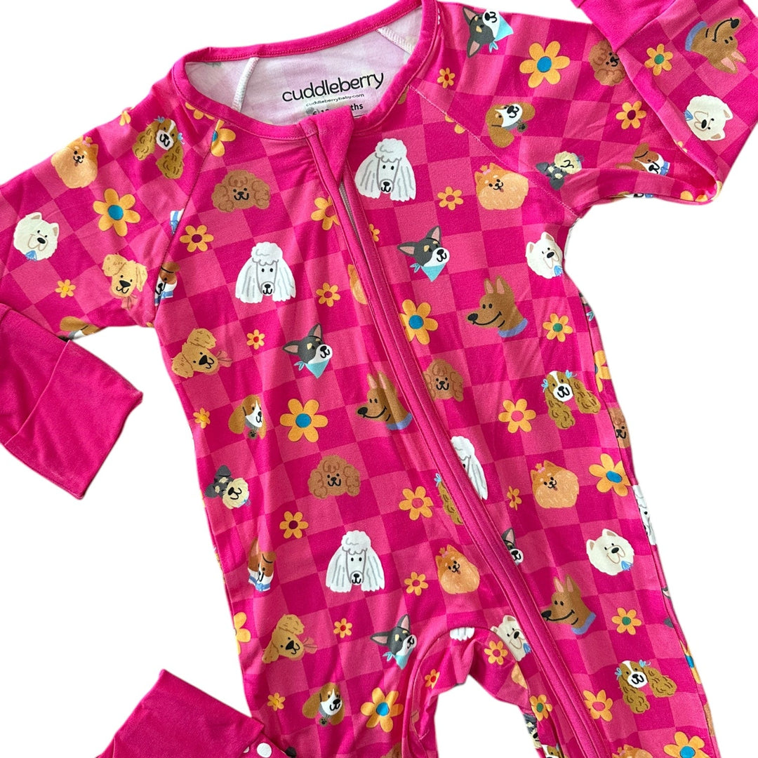 Checkered Pups Bamboo Zipper Sleeper