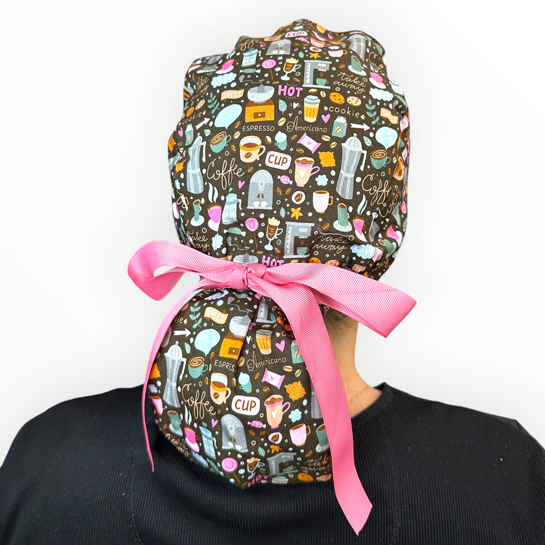 Coffee Break- Ponytail Scrub Cap