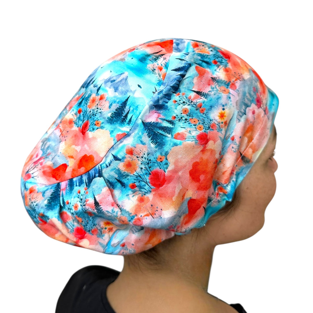 Spring mountain Euro Scrub Cap for Women, by Sunshine Caps Co