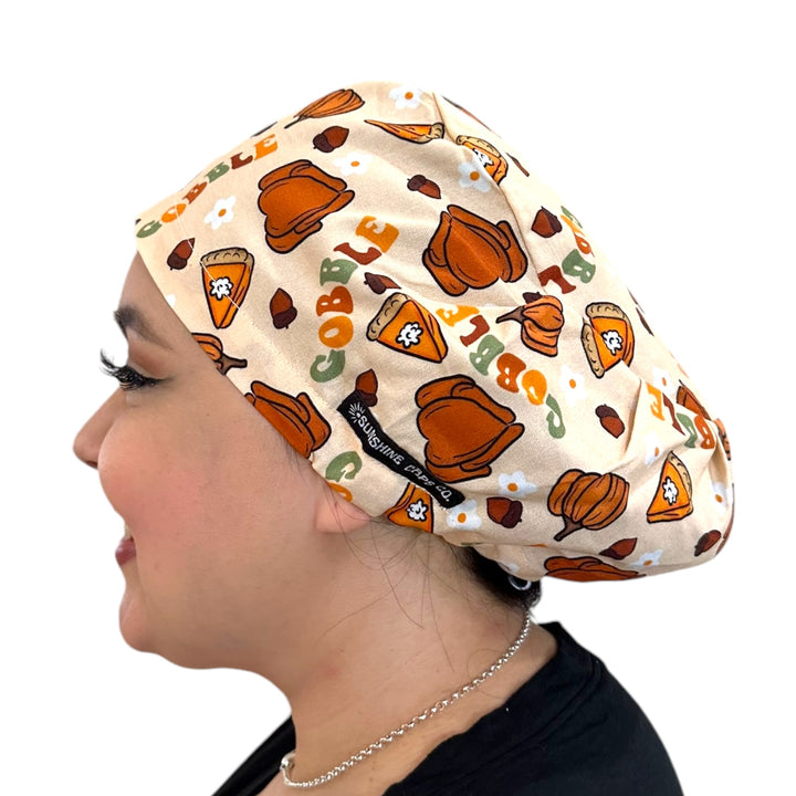 Thanksgiving Autumn Euro Scrub Cap for Women, by Sunshine Caps Co