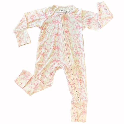 Toile Bows Bamboo Zipper Sleeper