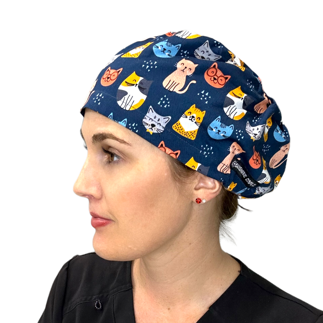 Smart Cats Euro Scrub Cap for Women, by Sunshine Caps Co