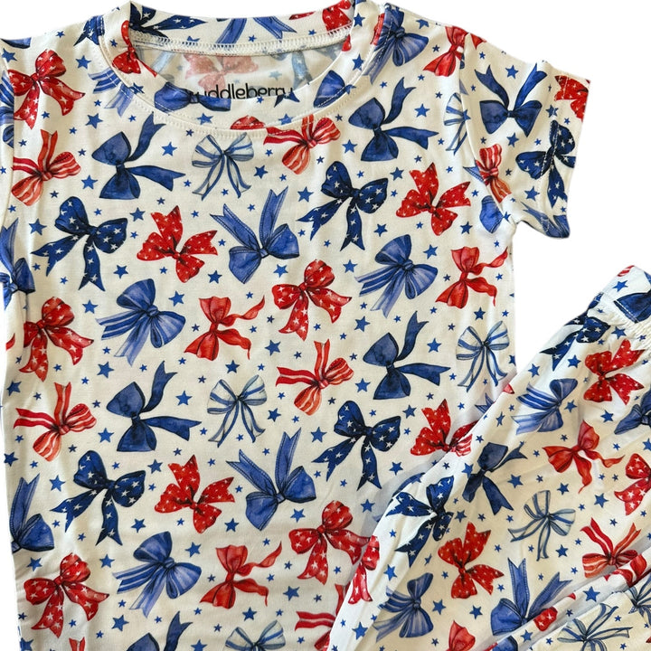 Red White & Bows- Short Sleeve Two-Piece PJ's