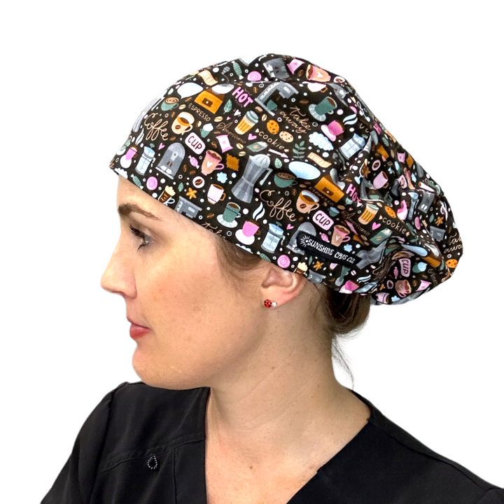Coffee Euro Scrub Cap for Women, by Sunshine Caps Co