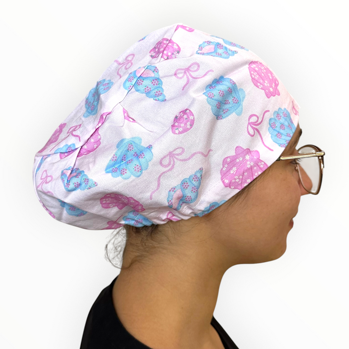 Seashell Sweetheart- Euro Scrub Cap