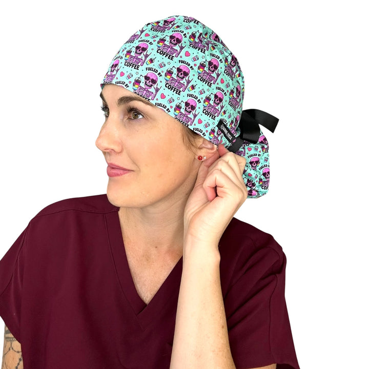 Fueled By Coffee- Ponytail Scrub Cap