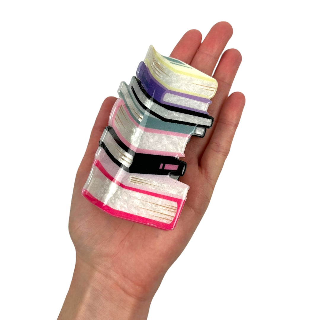 book stack hair claw clip