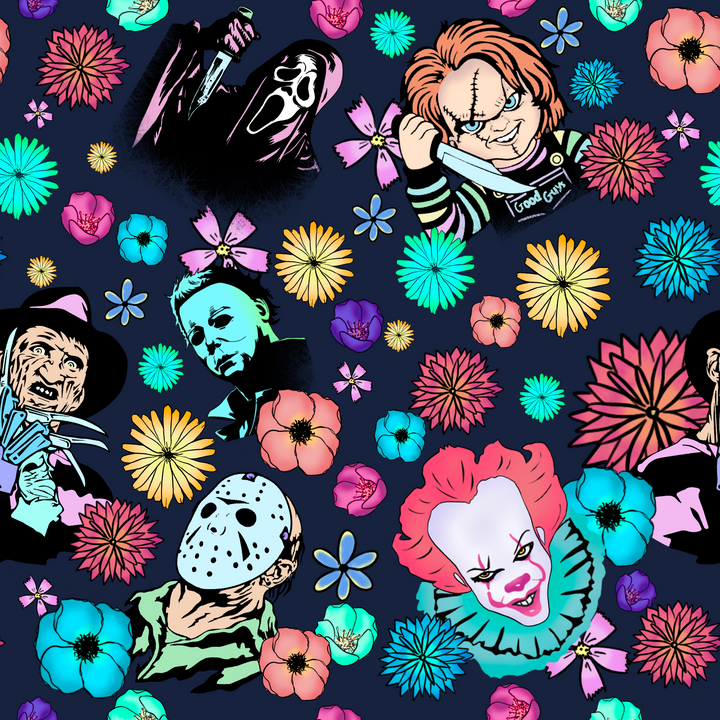 Horror Floral Halloween Euro Scrub Cap for Women, by Sunshine Caps Co