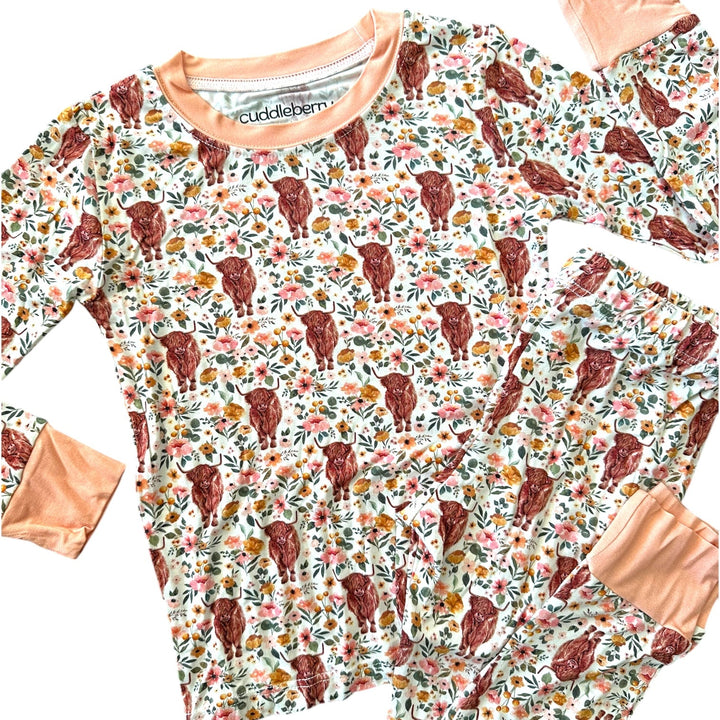 Highland Cow Long Sleeve Two-Piece PJ's