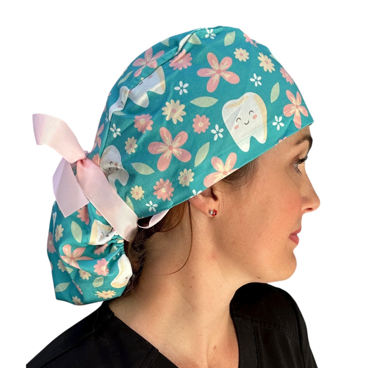 Mint Blossom Dental- Ponytail Scrub Cap