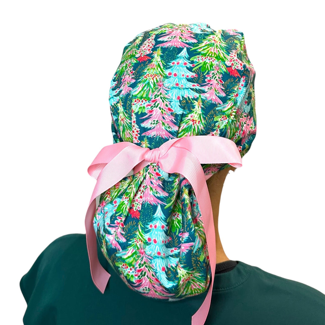Merry Trees- Ponytail Scrub Cap