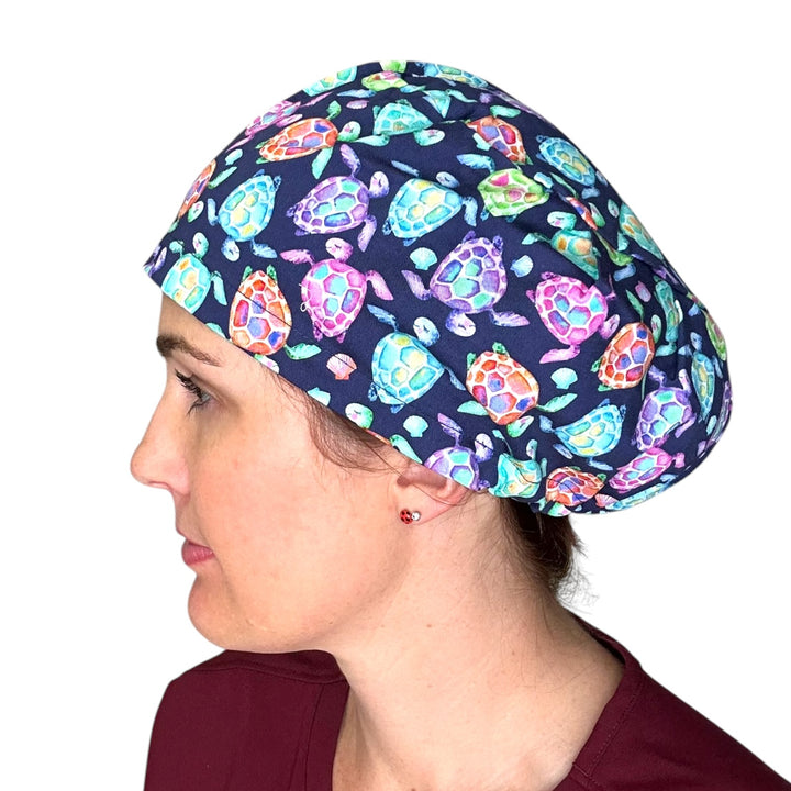 Beachy Sea Turtles- Euro Scrub Cap