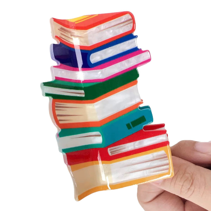 book stack hair claw clip
