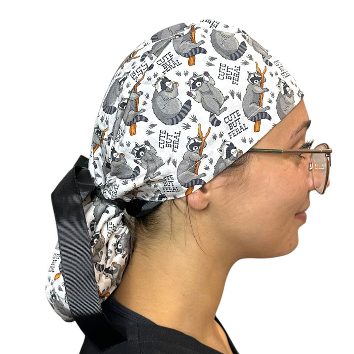 Cute but Feral- Ponytail Scrub Cap