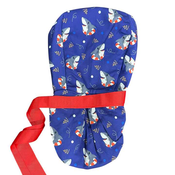 Shark Floaties Blue- Ponytail Scrub Cap