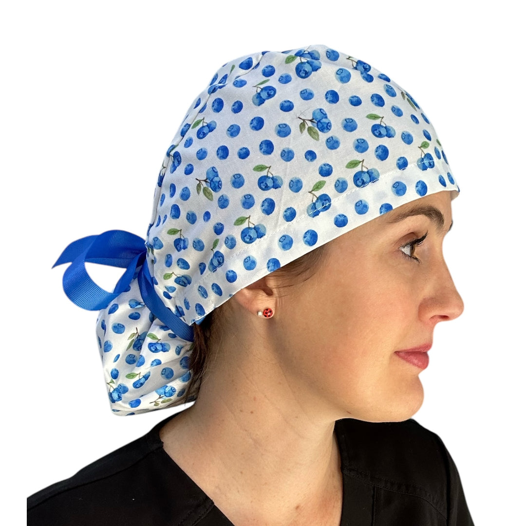 Blueberry Ponytail Scrub Cap for Women, By Sunshine Caps Co.