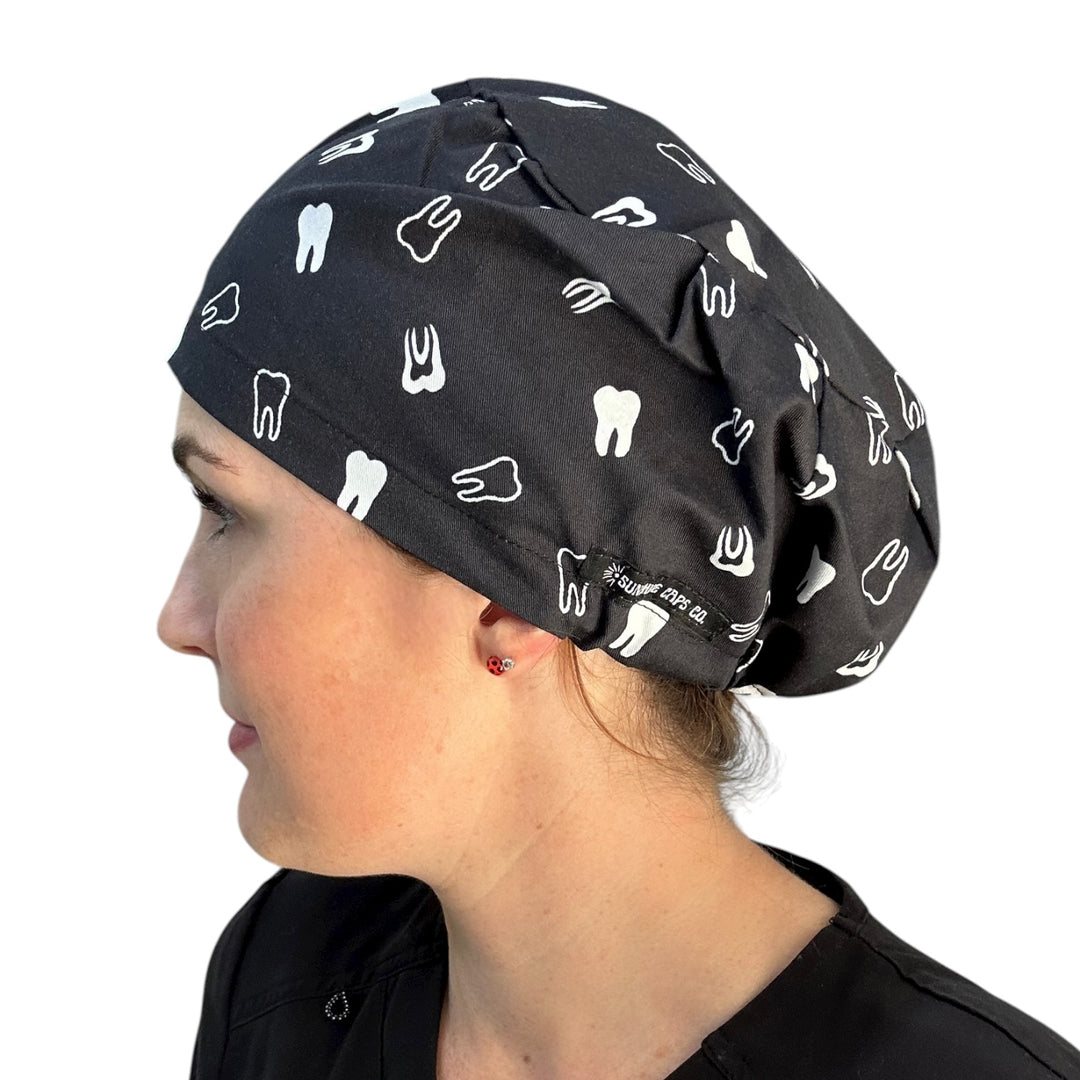 Teeth on Black- Euro Scrub Cap