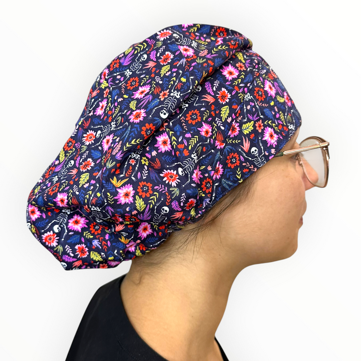 Skeletons in Bloom- Bouffant Scrub Cap