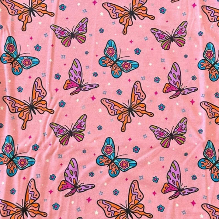Pink Butterfly Short Sleeve Two-Piece PJ's