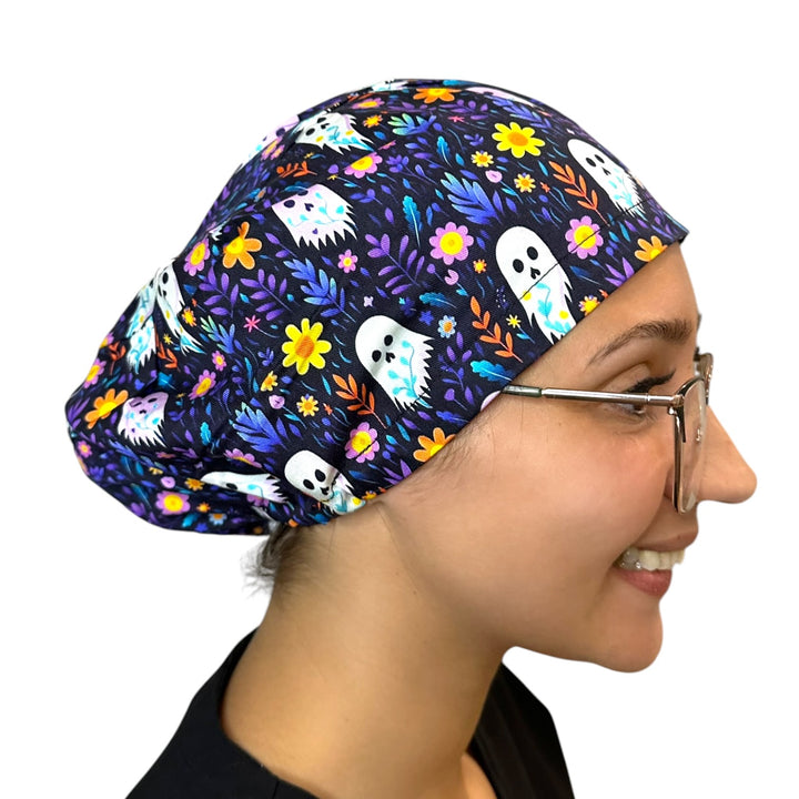 Ghost Floral- Euro Scrub Cap