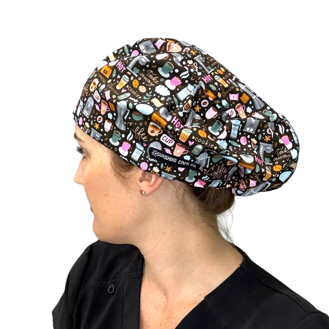 Coffee Euro Scrub Cap for Women, by Sunshine Caps Co