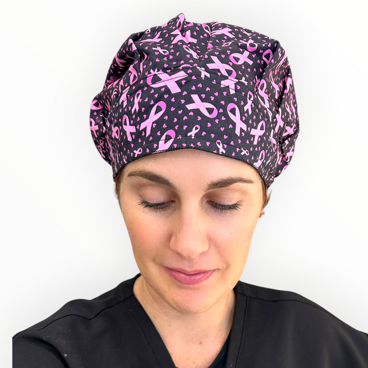 Breast Cancer Pink Ribbon- Bouffant Scrub Cap
