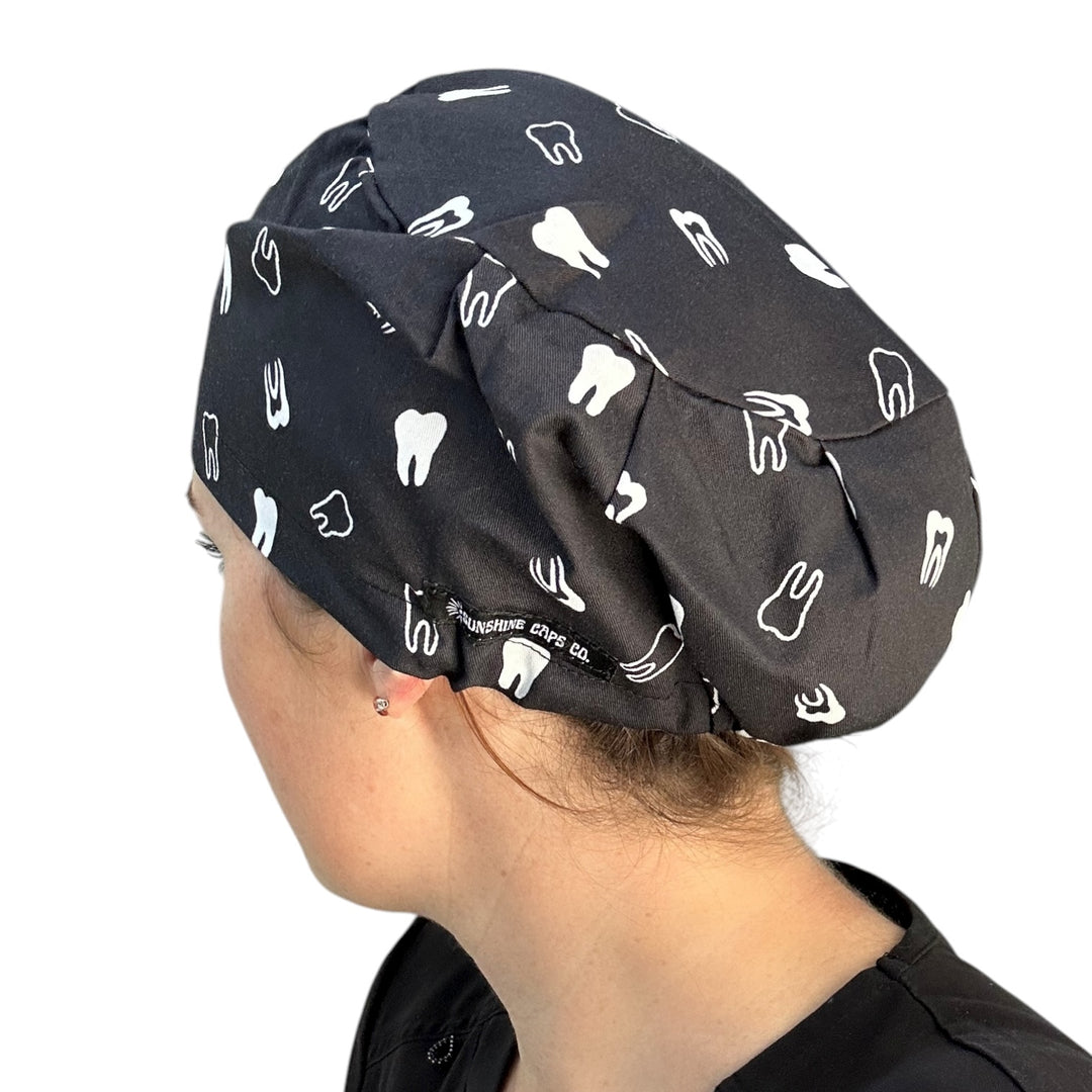 Teeth on Black- Euro Scrub Cap