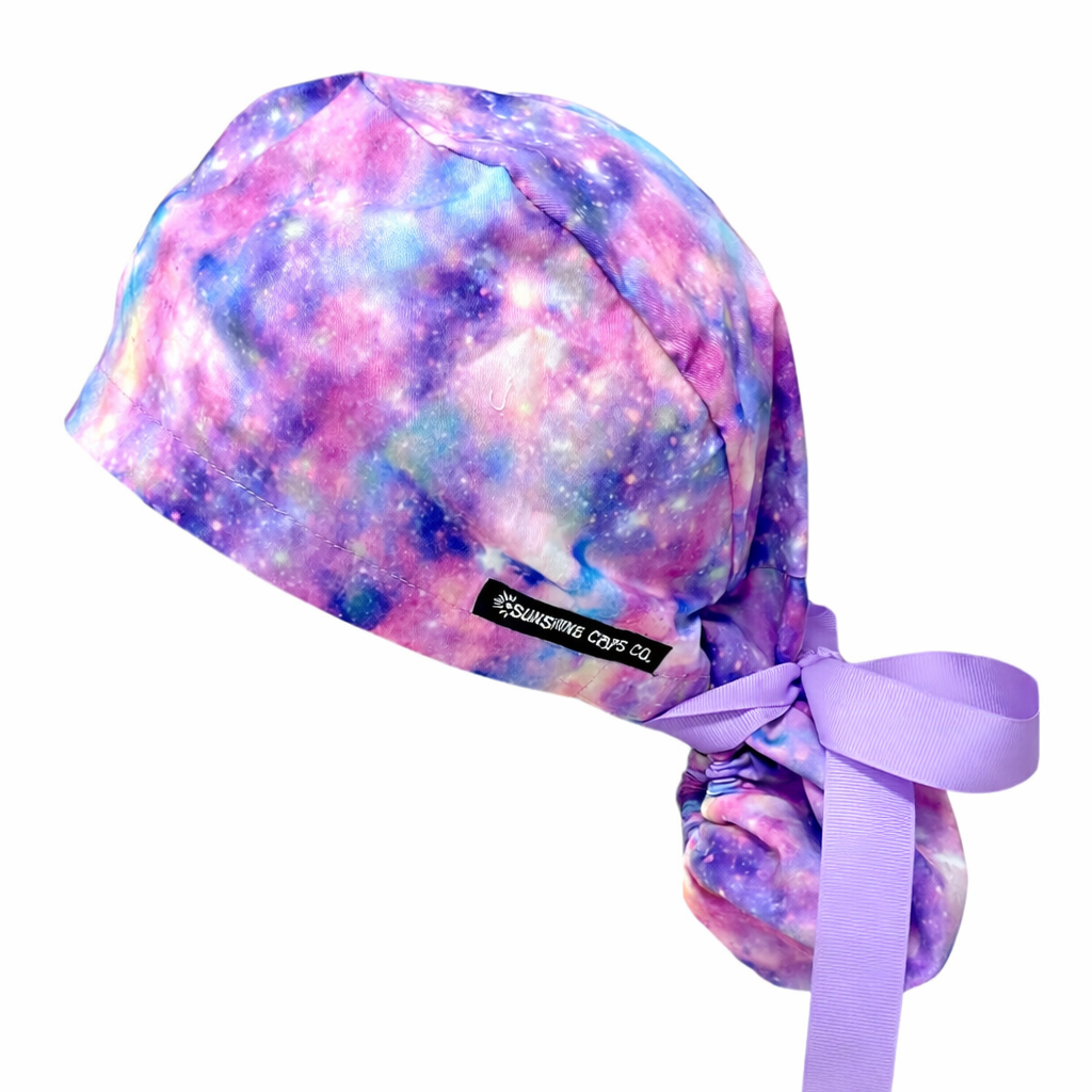 Pink Galaxy- Ponytail Scrub Cap