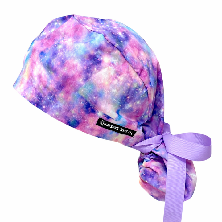 Pink Galaxy- Ponytail Scrub Cap