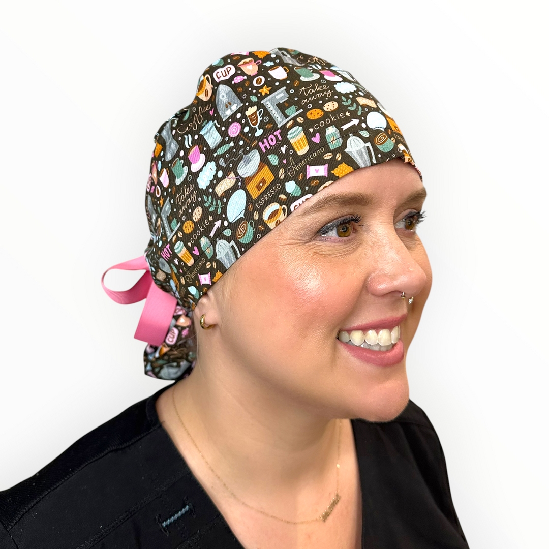 Coffee Break- Ponytail Scrub Cap