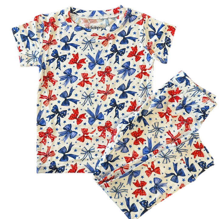 Red White & Bows- Short Sleeve Two-Piece PJ's