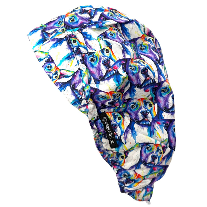 Pit Bull Watercolor- Bouffant Scrub Cap