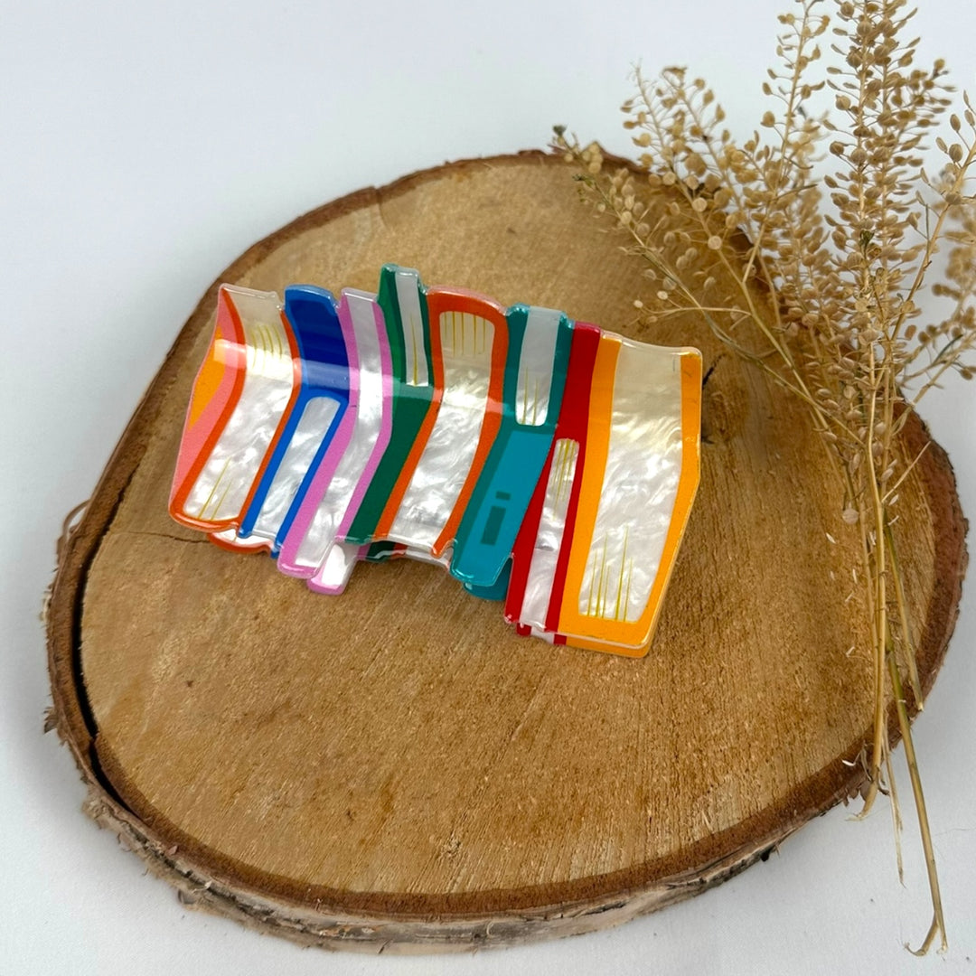 book stack hair claw clip